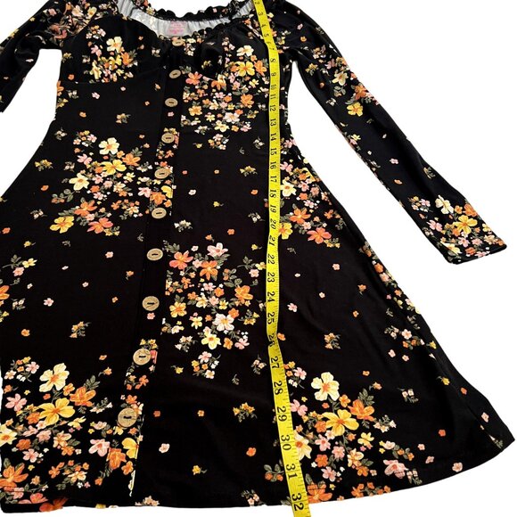 No Boundaries Floral Black Dress Long Sleeve Button Size Small Casual Fall NWOT - Picture 5 of 8
